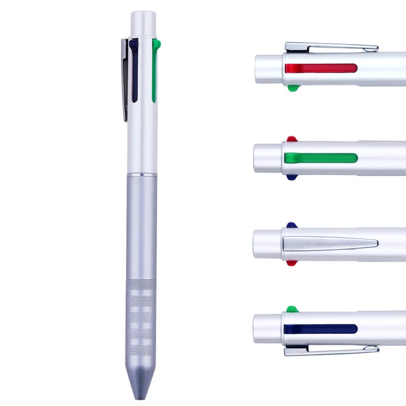 DUNBONG Multi Color Pen white 4 In 1 Multi function Pen with Black, Blue, Red, Green, Metal Gel Ballpoint Pen, 1-Count (White) - Image 1